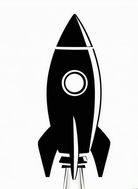 simple rocket ship taking off image on a white background-1